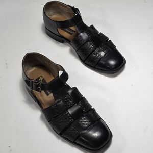 Stacy Adams Black Leather Buckle Shoes Size 10
